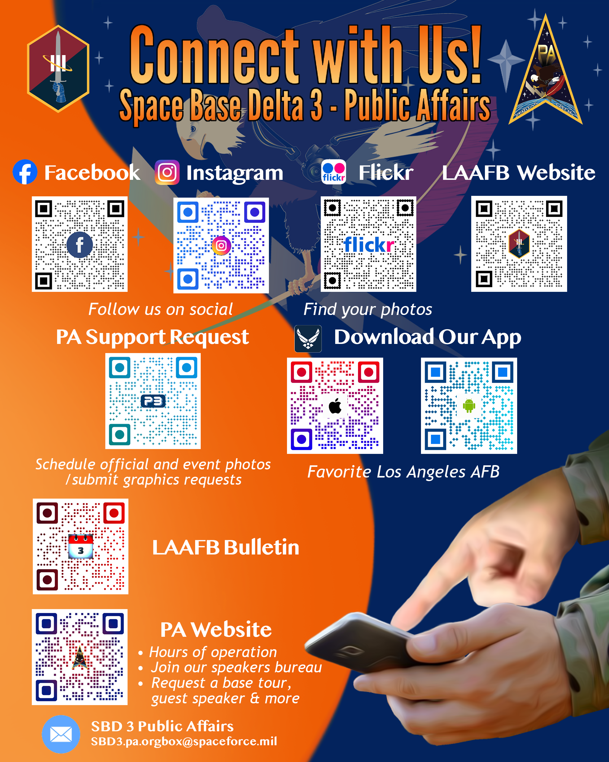 one page document that shows QR codes for various places to find PA information